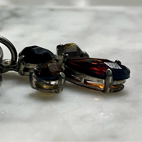 Smoky Topaz Cross Bracelet w/twisted green silk cord & .925 silver toggle clasp - Picture 5 of 8